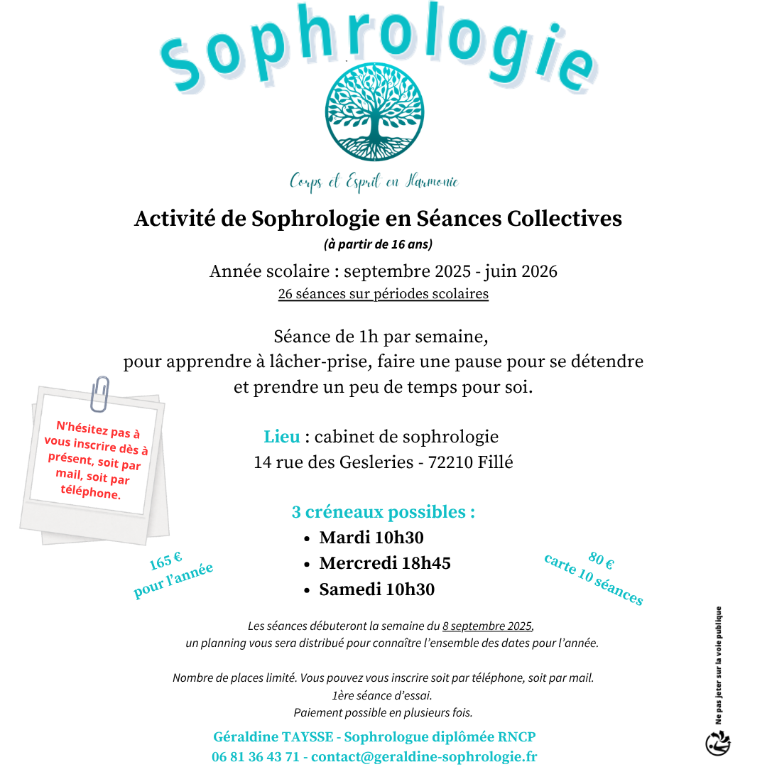Séances sophrologie collectives 2025-2026